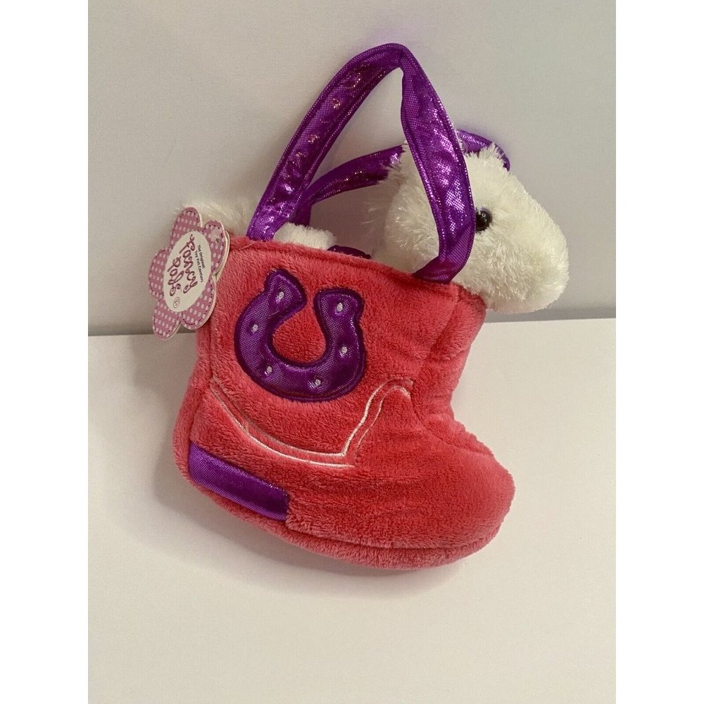 Fancy Pals Toy Pet Carrier Aurora Pink‎ Western Boot Horse Plush Stuffed Animal